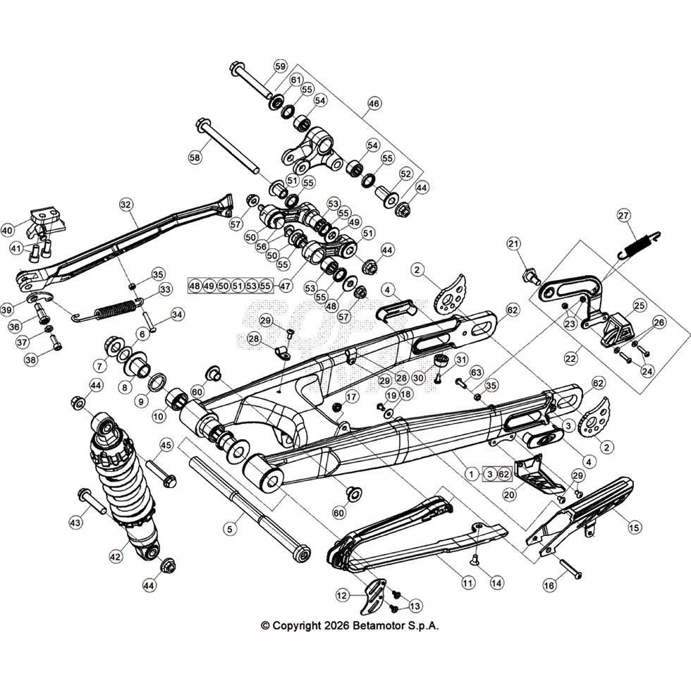 Beta SINCRO125 26 Schwingarm/Federbein 1