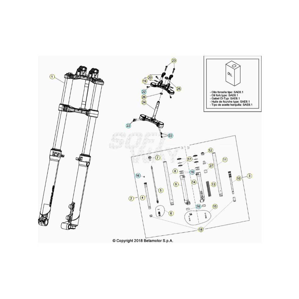 Beta EVO300 4T 23 Gabel