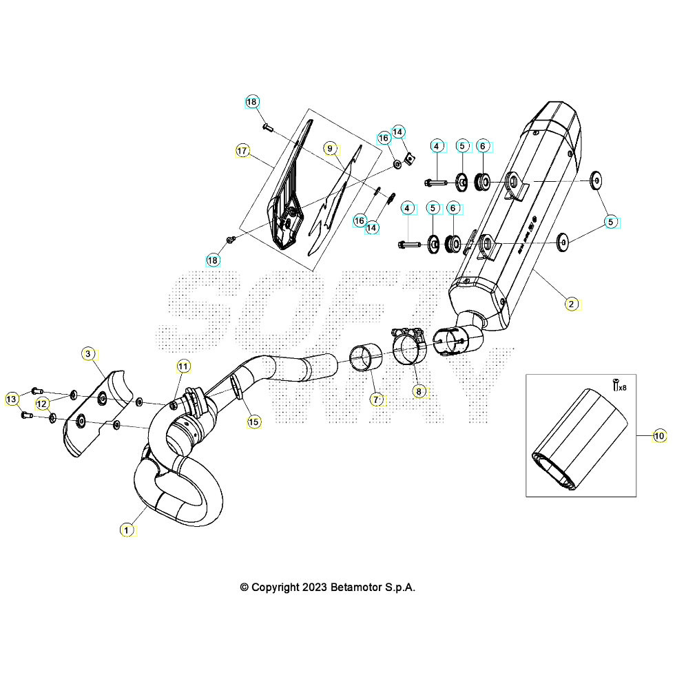 Beta RR125 LC T 23 Auspuffsystem