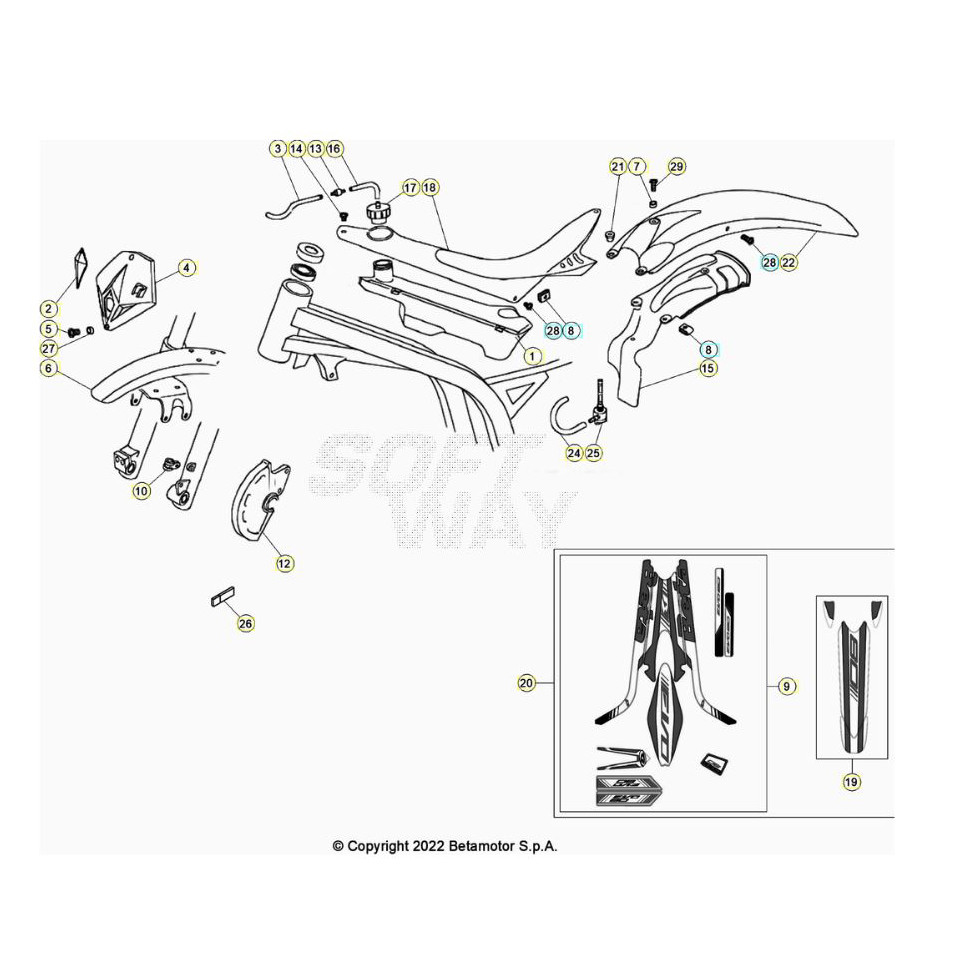Beta EVO80 Senior 24 Verkleidung/Sitzbank/Tank