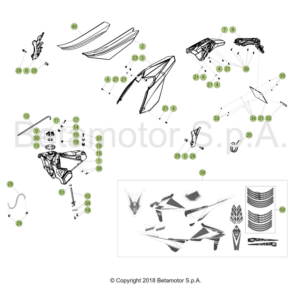 Beta RR250RC 19 Verkleidung/Sitzbank/Tank 1