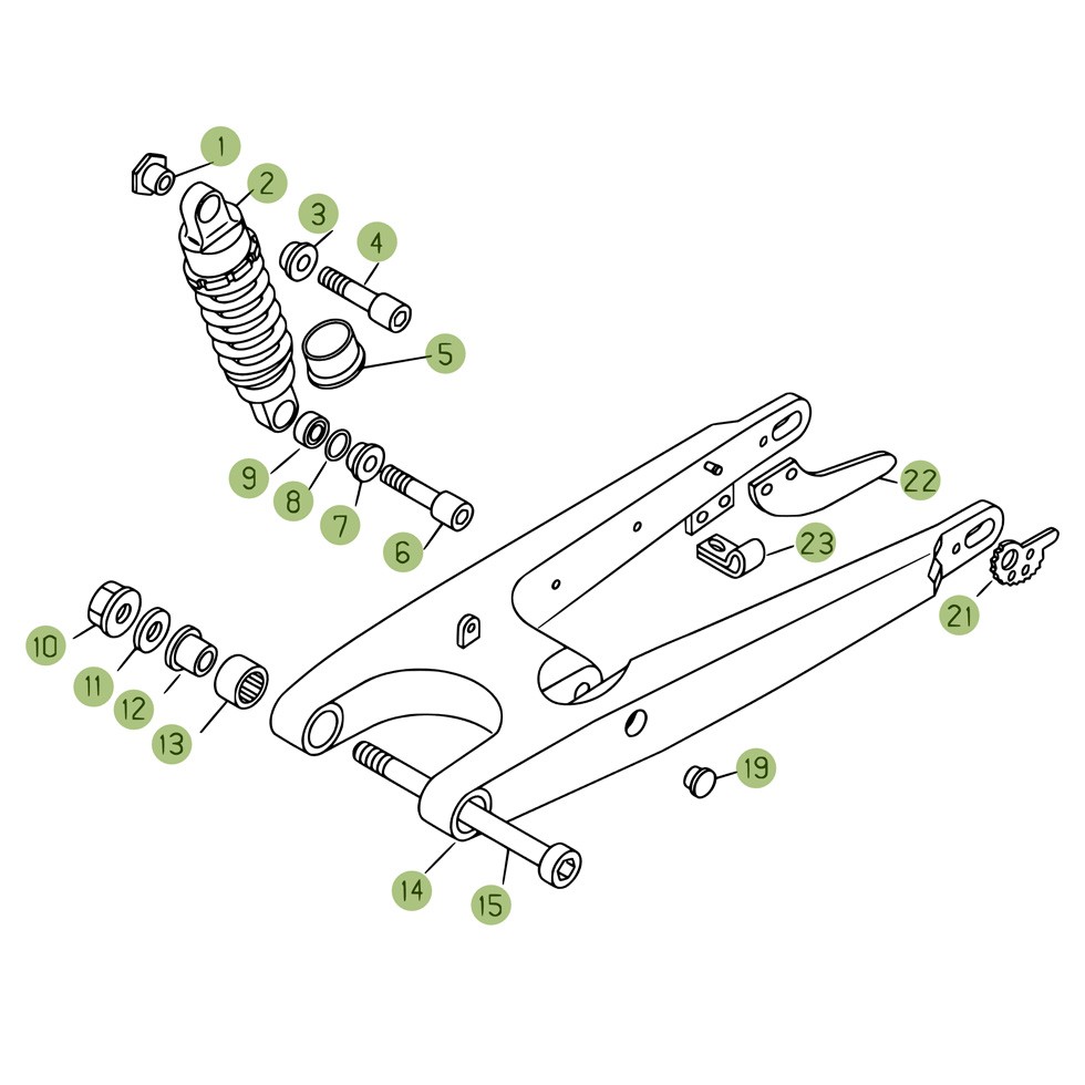 Beta REV3 125 05 Schwingarm/Federbein