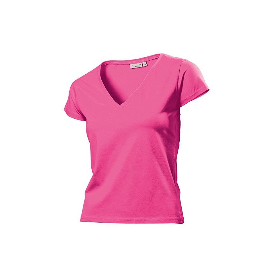Hanes V-Neck T-Shirt fuchsia XS